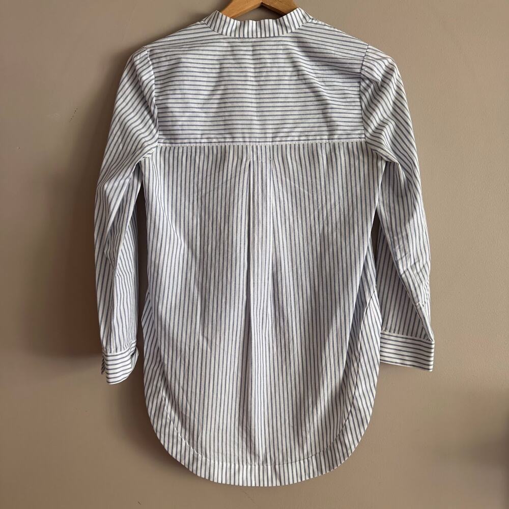 Veronica Beard Blue and White Striped Button Front Tunic Shirt High-Low Size 0 - Picture 4 of 5